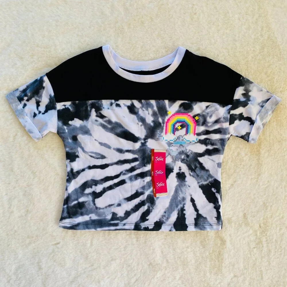 Justice Gray Joggers and Crop Tie-Dye T-Shirt clothing bundle girl’s size 10
